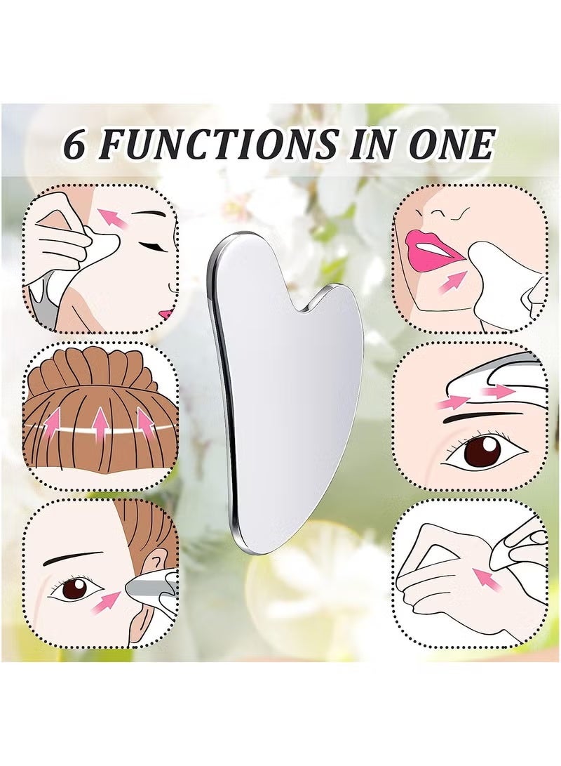 MOSH Stainless Steel Gua Sha Tool Facial Gua Sha Tool Tighten Skin Care Tools Massage Beauty Tool for Body Eyes Neck Massager with Travel Pouch (Heart model) - Image 5